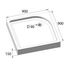 Душевой поддон BelBagno TRAY-BB-A-90-15-W 90 x 90 см с сифоном, квадратный