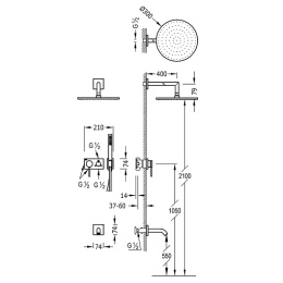 Фото Душевая система Tres 3V (21027313) хром