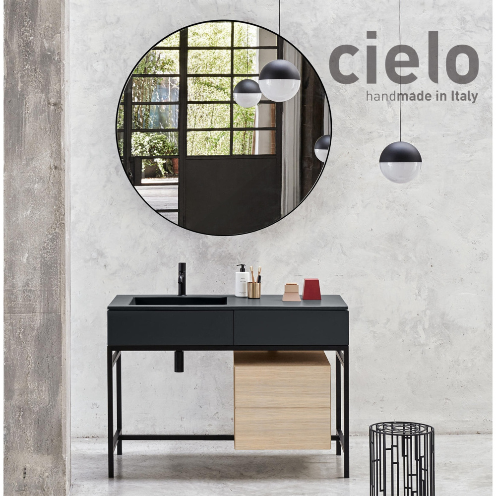 Ceramica CIELO Milano MILABA+MIBCLBA - Раковина 120*50 см, в комплекте с консолью и тумбой (Basalto)