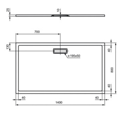 Поддон душевой Ideal Standart Ultra Flat New T447001 140 x 80 см ультратонкий, прямоугольный, белый