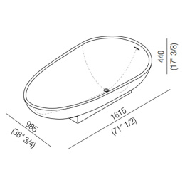 Agape Spoon AVAS0901ZG Ванна отдельностоящая 181.5x98.5x44 см, цвет: белый/темно-серый