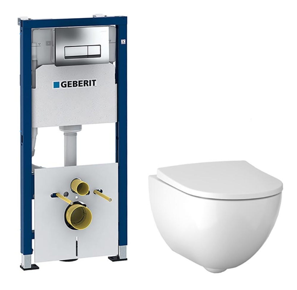 Фото Geberit Acanto 500.128.21.A Комплект инсталляция и унитаз подвесной безободковый, цвет унитаза: белы