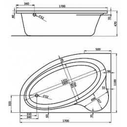 Акриловая ванна 170x110 Santek (1.WH11.1.994), Гидромассаж: нет