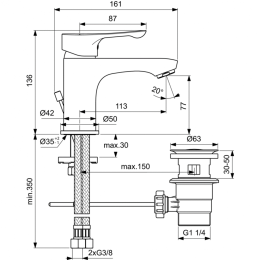 Смеситель Ideal Standard DOT 2.0 BC321AA для раковины