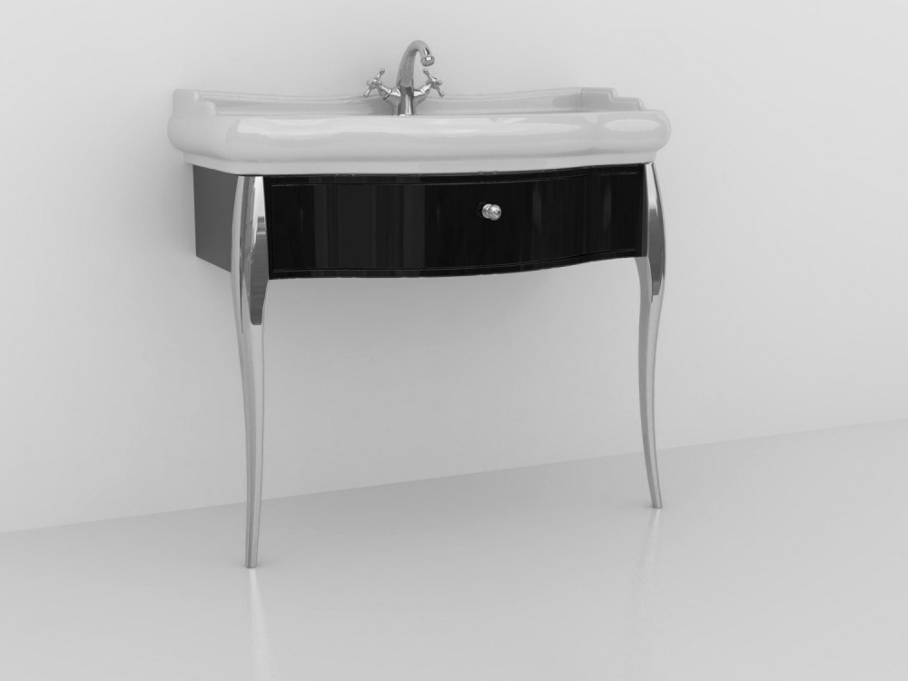 Фото Тумба под раковину Kerasan Retro 7363K3 100 черный/хром