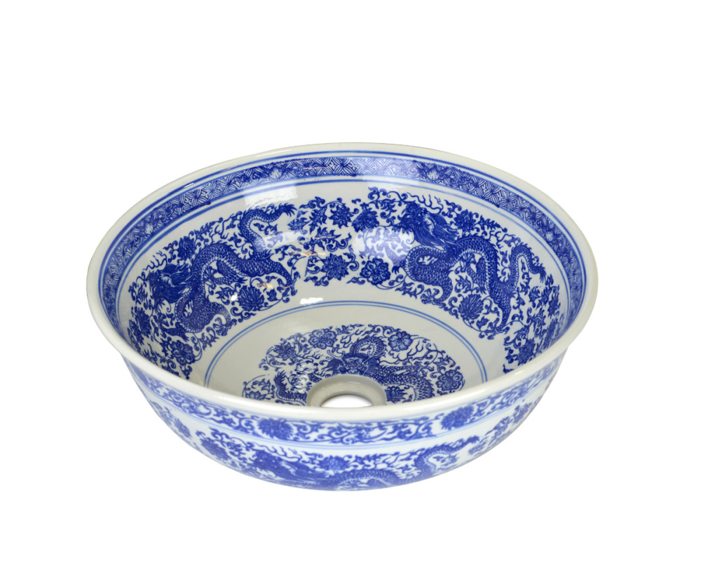 Накладная раковина 41 см Bronze de Luxe Dragons (6050) рисунок, белый