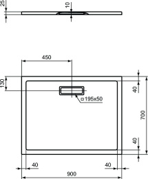 Ультратонкий акриловый прямоугольный душевой поддон 900x700x25 мм Ideal Standard ULTRAFLAT NEW T4474