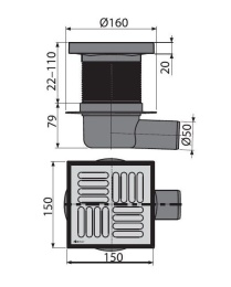 Фото Душевой трап AlcaPlast (APV5411) серый