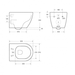 Унитаз подвесной безободковый CEZARES STYLUS-TOR CZR-6601-TH-TOR/CZR-2316-SC
