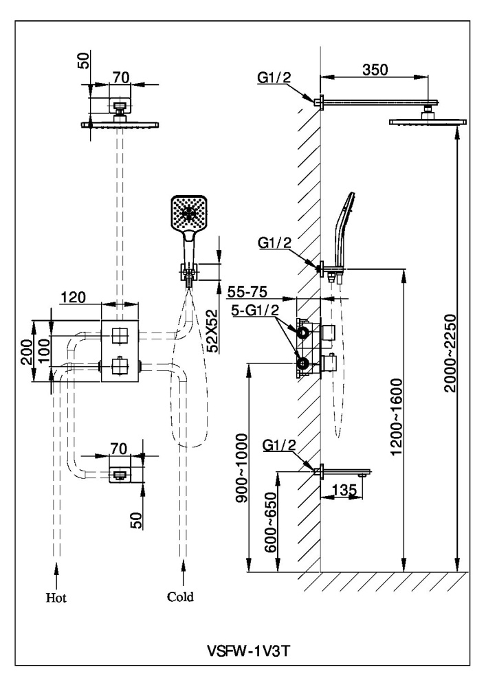 Фото Душевой комплект Vincea Next (VSFW-1N3TGM) вороненая сталь