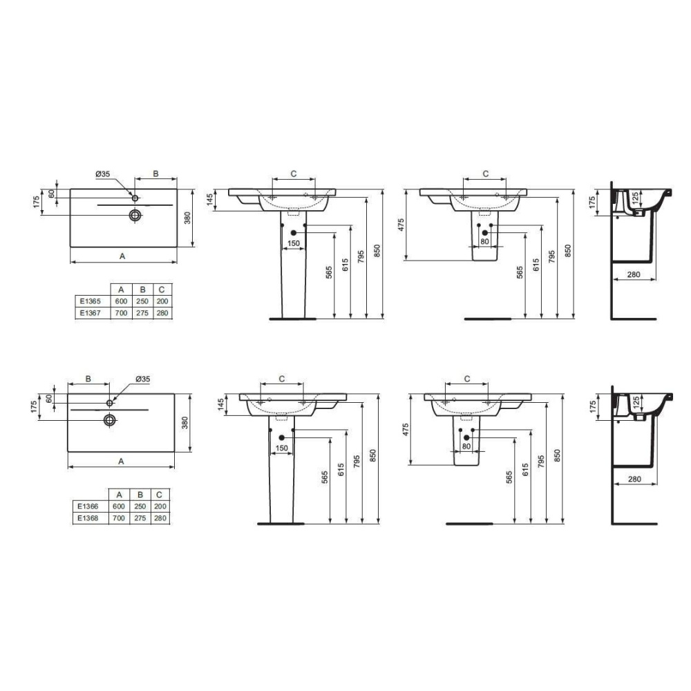 Ideal Standard Connect Space E136701 Раковина на 70 см
