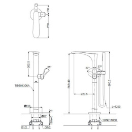 Смеситель для ванны Toto GO TBG01306R