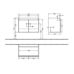 Тумба под раковину A79900NP VILLEROY&BOCH Frame to Frame, 750 x 525 x 451 мм