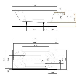 Акриловая ванна 160x70 KOLO (XWP1260101), прямоугольная