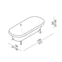 Agape Ottocento AVAS0969ZGS Ванна отдельностоящая 178х79х59.5 см, цвет: темно-серая