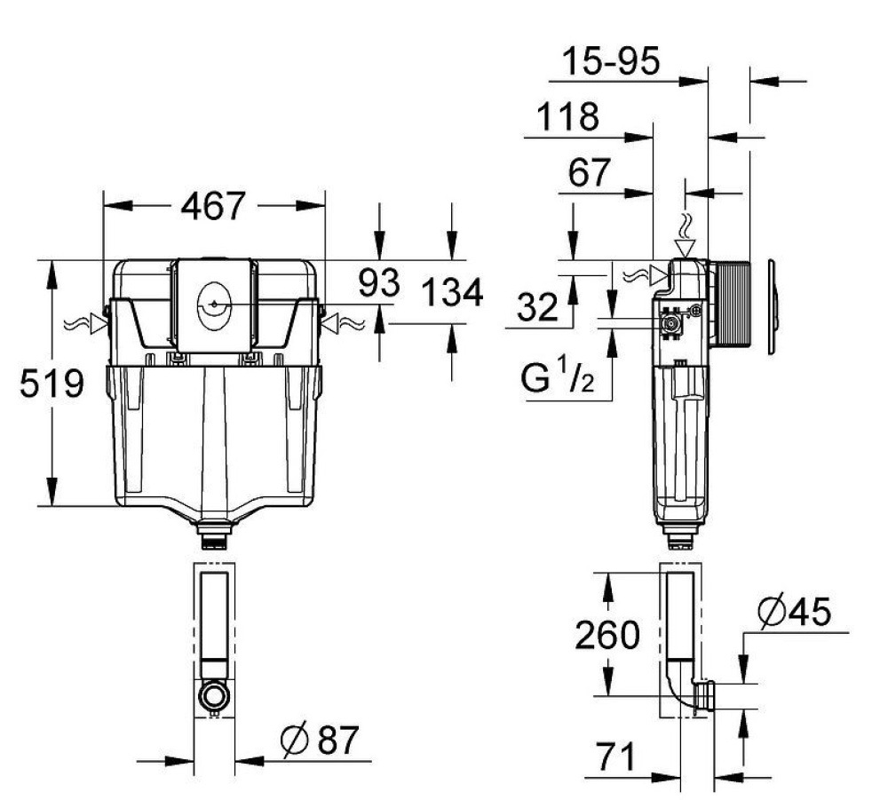 Фото Grohe GD2 38895000 Бачок для унитаза скрытый, смывной
