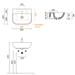 Раковина 50 см Catalano Italy (0720501001) белый глянцевый
