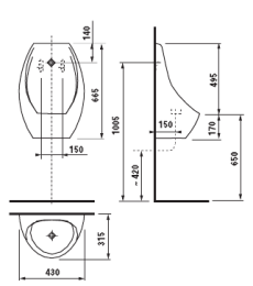 Фото Писсуар Jika Domino белый 4110.0000 без отверстия