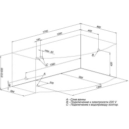 Акриловая ванна 170x90 Aquanet (00204023), асимметричная