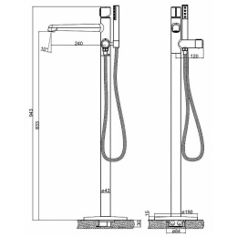 Напольный смеситель BelBagno UNO UNO-FMT-ORO