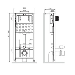 Инсталляция Am.Pm с безободковым унитазом BelBagno Alpha BB300CHR, сиденье микролифт клавиша хром
