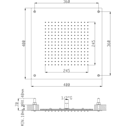 Верхний душ Cisal Zen Shower ZS025630D2, серый