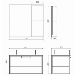 Comforty 00004149063 Зеркало-шкаф "Эдинбург-75" бетон светлый