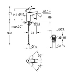 Grohe BauLoop New 23878001 Смеситель для раковины корпус маленький