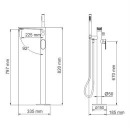 Смеситель WasserKRAFT Dinkel 5821 для ванны, напольный