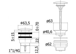 Донный клапан Paffoni (ZSCA050NO) черный, матовый