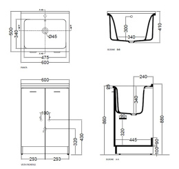 Комплект для постирочной 60х50см Kerasan Aquadom 9166K3*1