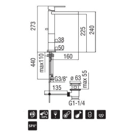 NOBILI Loop LPC90128/1CR Смеситель для раковины (хром)