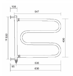 Фото Полотенцесушитель электрический Margaroli Vento 500OBC, высота 53 см, ширина 63 см, старая бронза