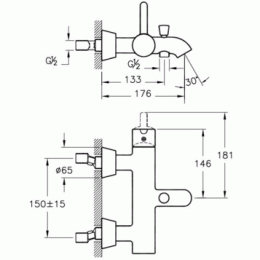 Смеситель для ванны Vitra Matrix (A41762EXP) хром