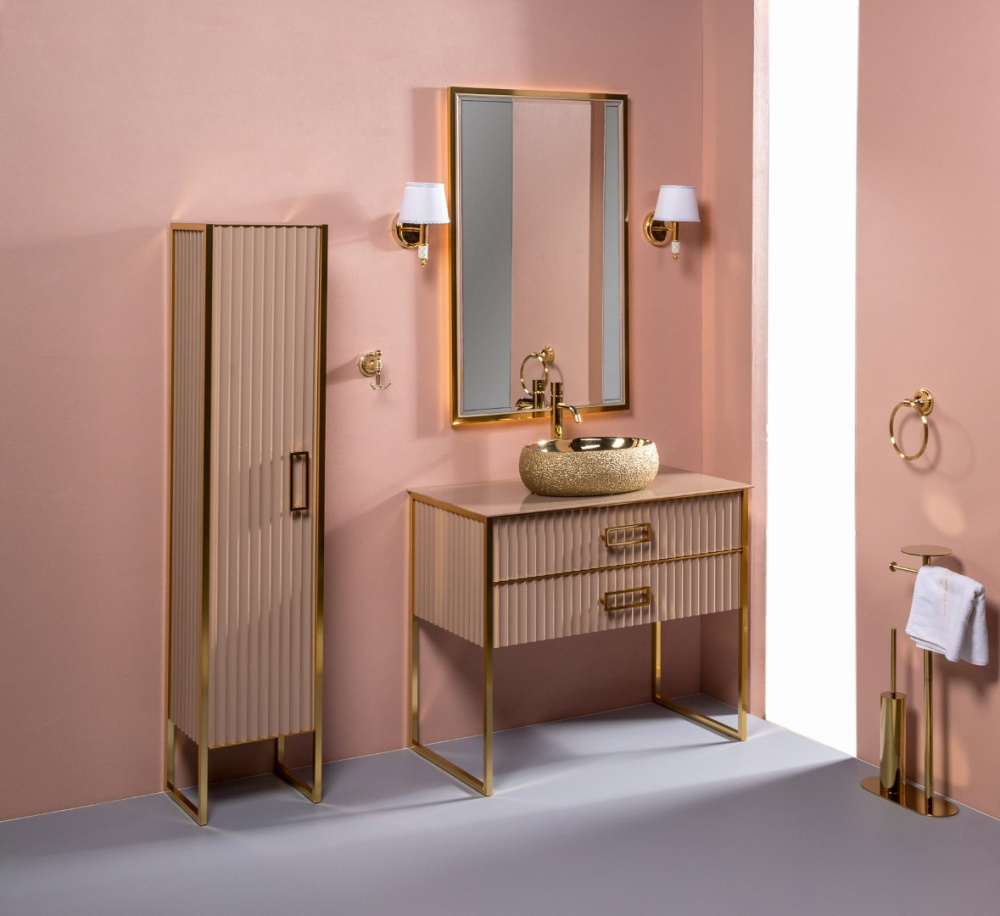 Фото Armadi Art Monaco 868-CPG-R Пенал MONACO капучино глянец + золото R