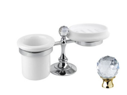 Стакан и мыльница настольные Cezares Olimp STT-03/24-Sw цвет золото, ручки Swarovski