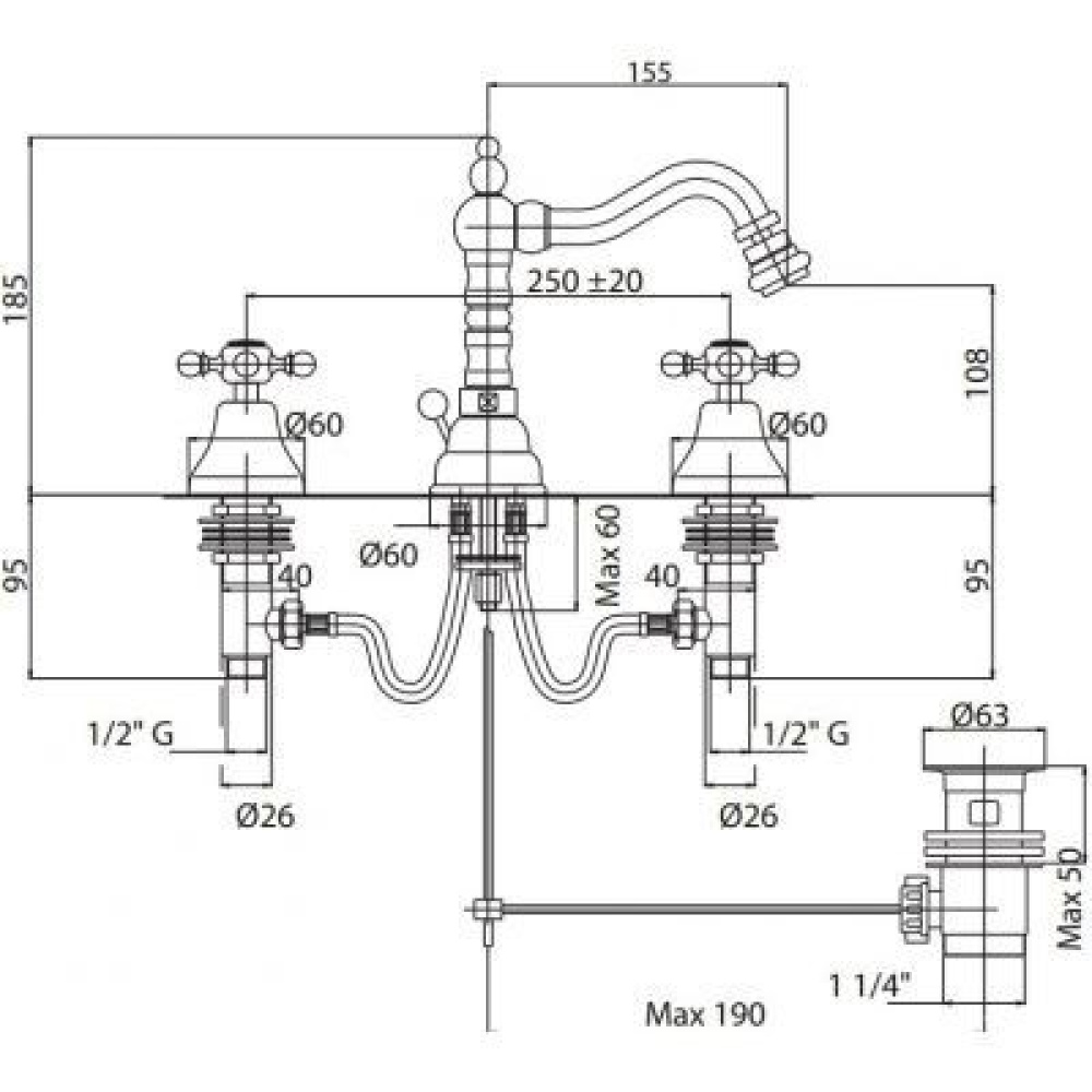 Фото Смеситель Cezares LORD-BBS2-01 для биде, хром