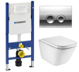 Инсталляция Geberit с безободковым унитазом Roca Gap Clean Rim 34647L000, комплект
