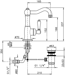 Фото Cмеситель Nicolazzi El.Capitan 3452 CR 75C для раковины, хром
