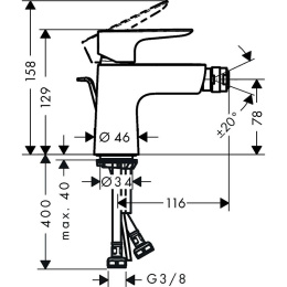Смеситель для биде Hansgrohe Talis E (71720340) шлифованный чёрный хром