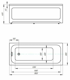 Акриловая ванна 180x80 Aquatek (MIY180-0000001), прямоугольная