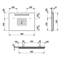 Зеркало Laufen Case 90 с подсветкой 1 светильник