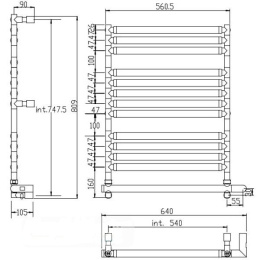 Полотенцесушитель электрический Margaroli Sole 2-564 BOX 2564560CRC, высота 80.9 см, ширина 64 см