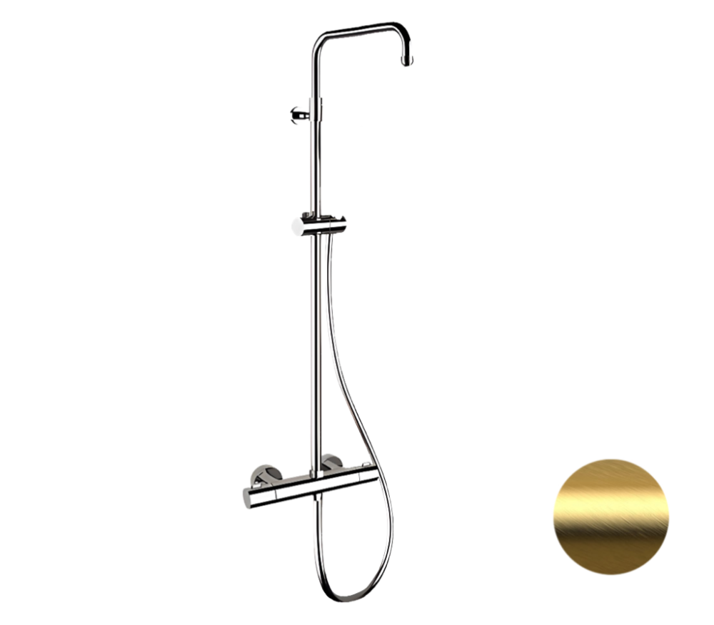 Фото Душевая система термостатическая Remer Elegance EQ32ASSDBG, золото брашированное