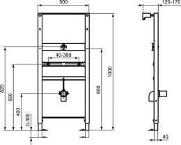 Рама для монтажа писсуара с верхней подводкой Ideal Standard PROSYS R010367