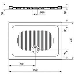 Душевой поддон 90X70 см Ideal Standard CONNECT T267001