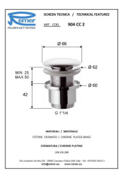 Фото Донный клапан REMER (904CC2114BG) хром