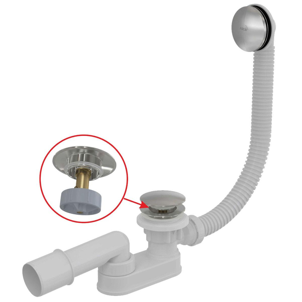 Фото Alcaplast Сифон для ванны click/clak металл, A507CKM-80