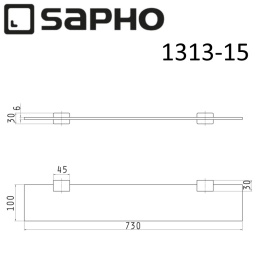 Sapho Everest 1313-15 Полочка EVEREST стеклянная, 600x100 мм, с хромированными держателями