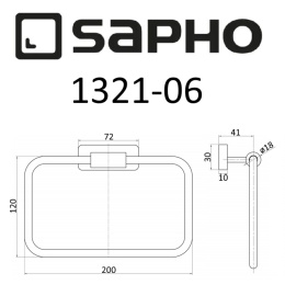 Sapho Olymp 1321-06 Полотенцедержатель OLYMP квадратный, 200x120x41 мм, хром